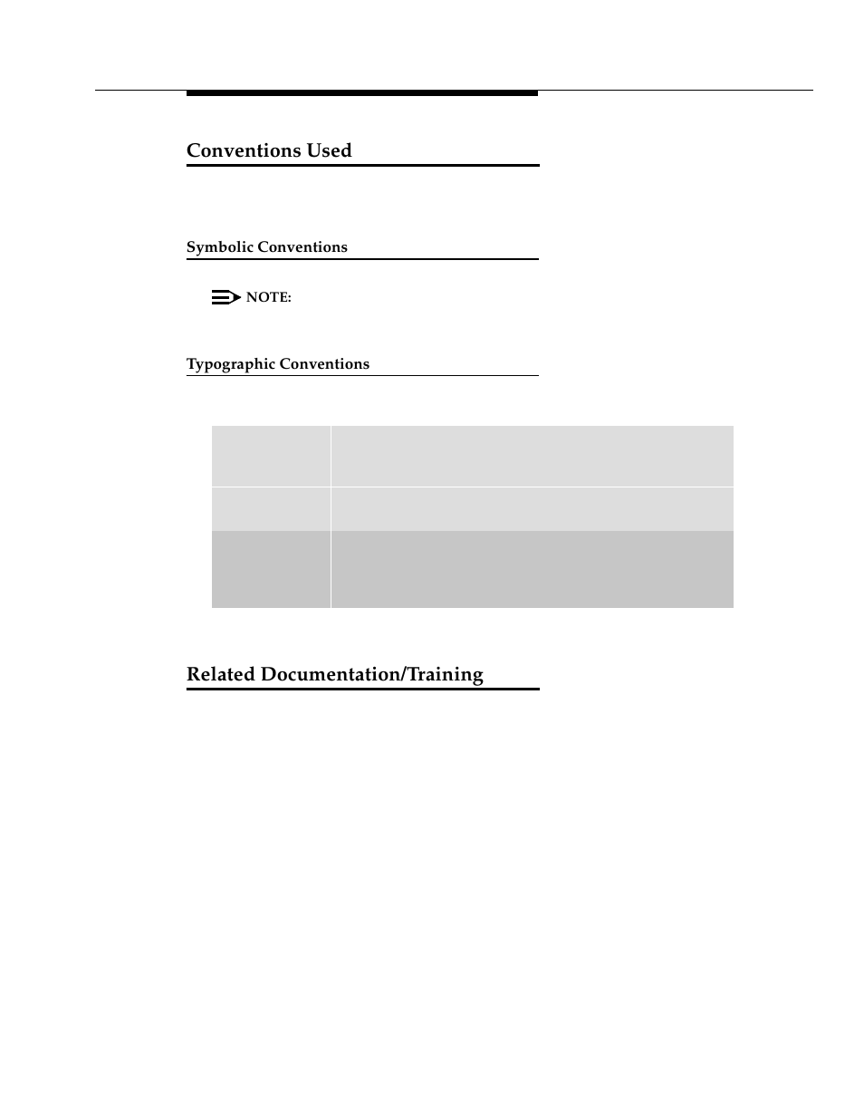 Conventions used, Symbolic conventions, Typographic conventions | Related documentation/training, Xiii | Avaya 4624 User Manual | Page 13 / 66