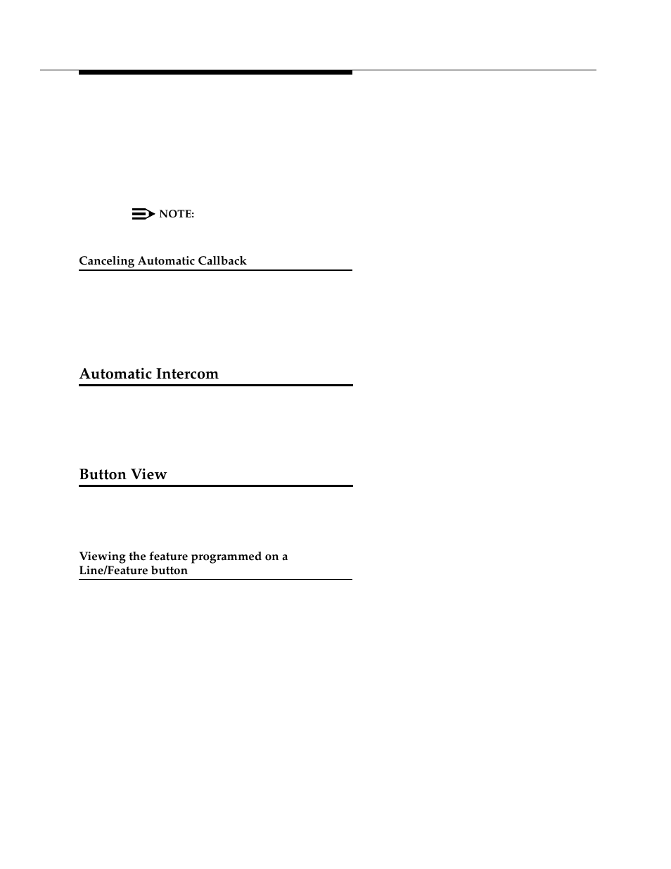 Canceling automatic callback, Automatic intercom, Button view | Avaya 4624 User Manual | Page 34 / 66