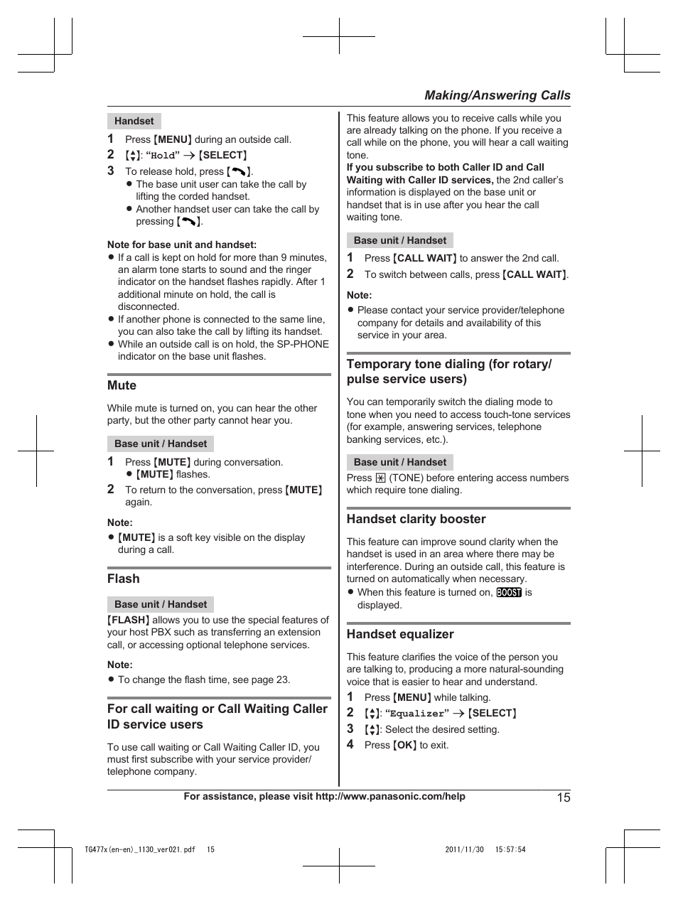 Panasonic KX-TG242SK User Manual | Page 15 / 56