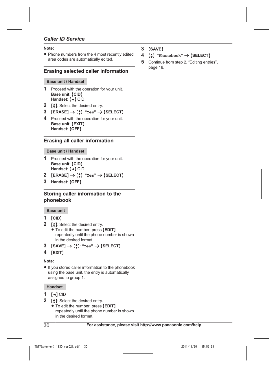 Panasonic KX-TG242SK User Manual | Page 30 / 56