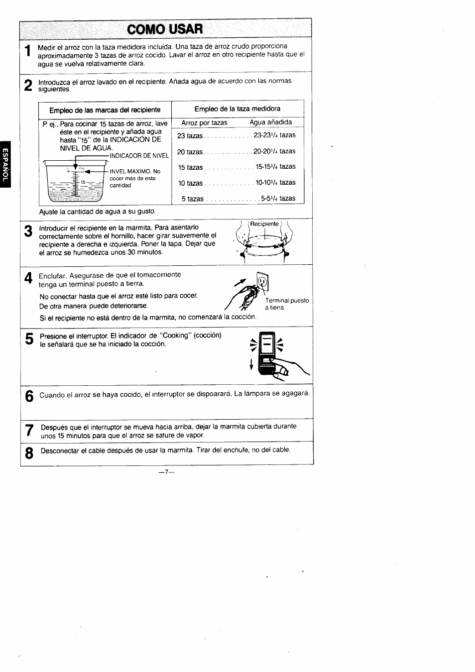 Como usar | Panasonic SR-42FZ User Manual | Page 8 / 16