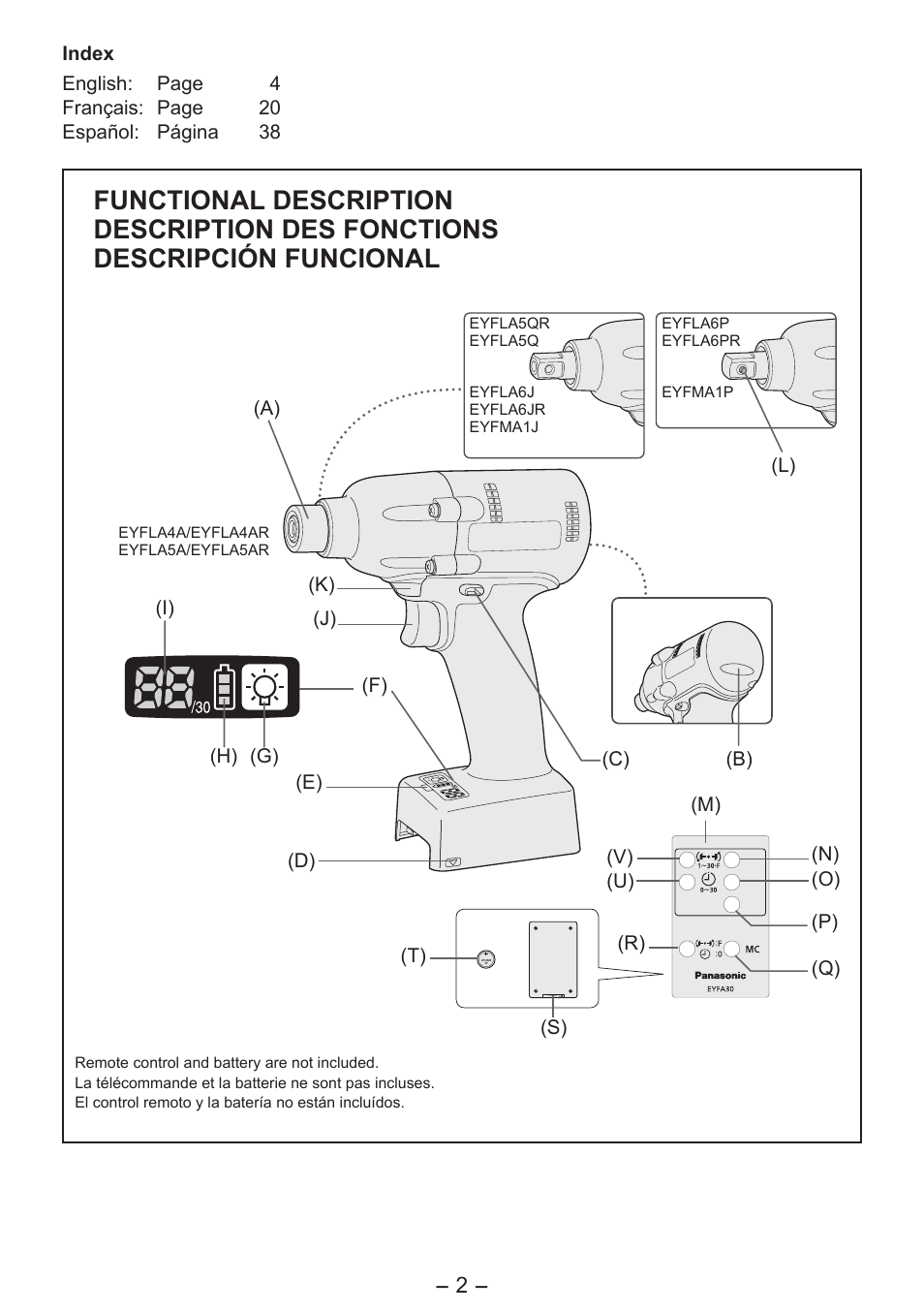 Panasonic EYFLA6PR User Manual | Page 2 / 56