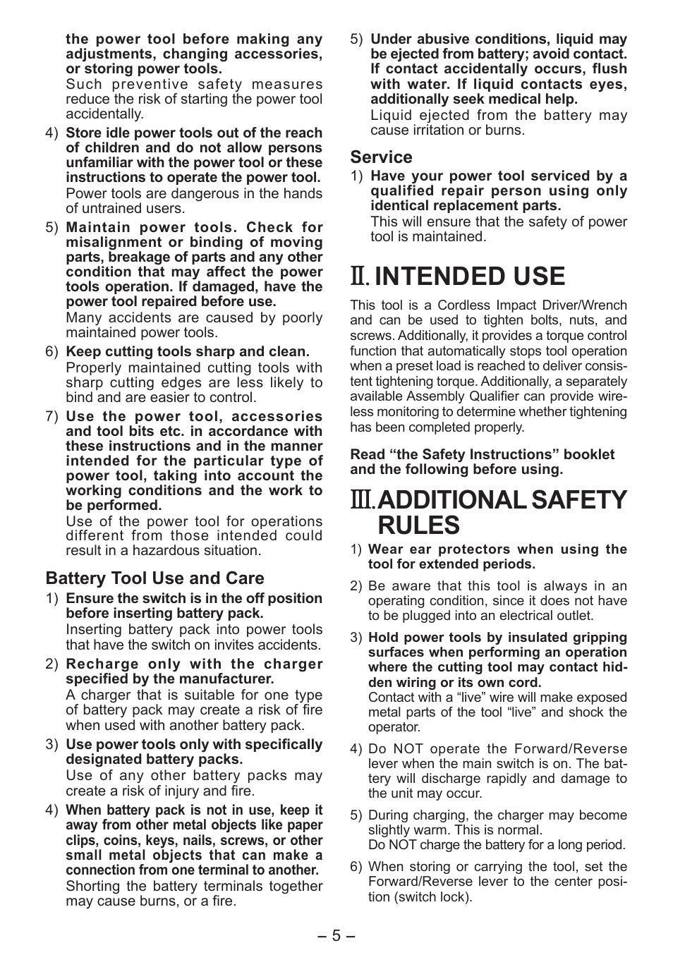 Intended use, Additional safety rules | Panasonic EYFLA6PR User Manual | Page 5 / 56