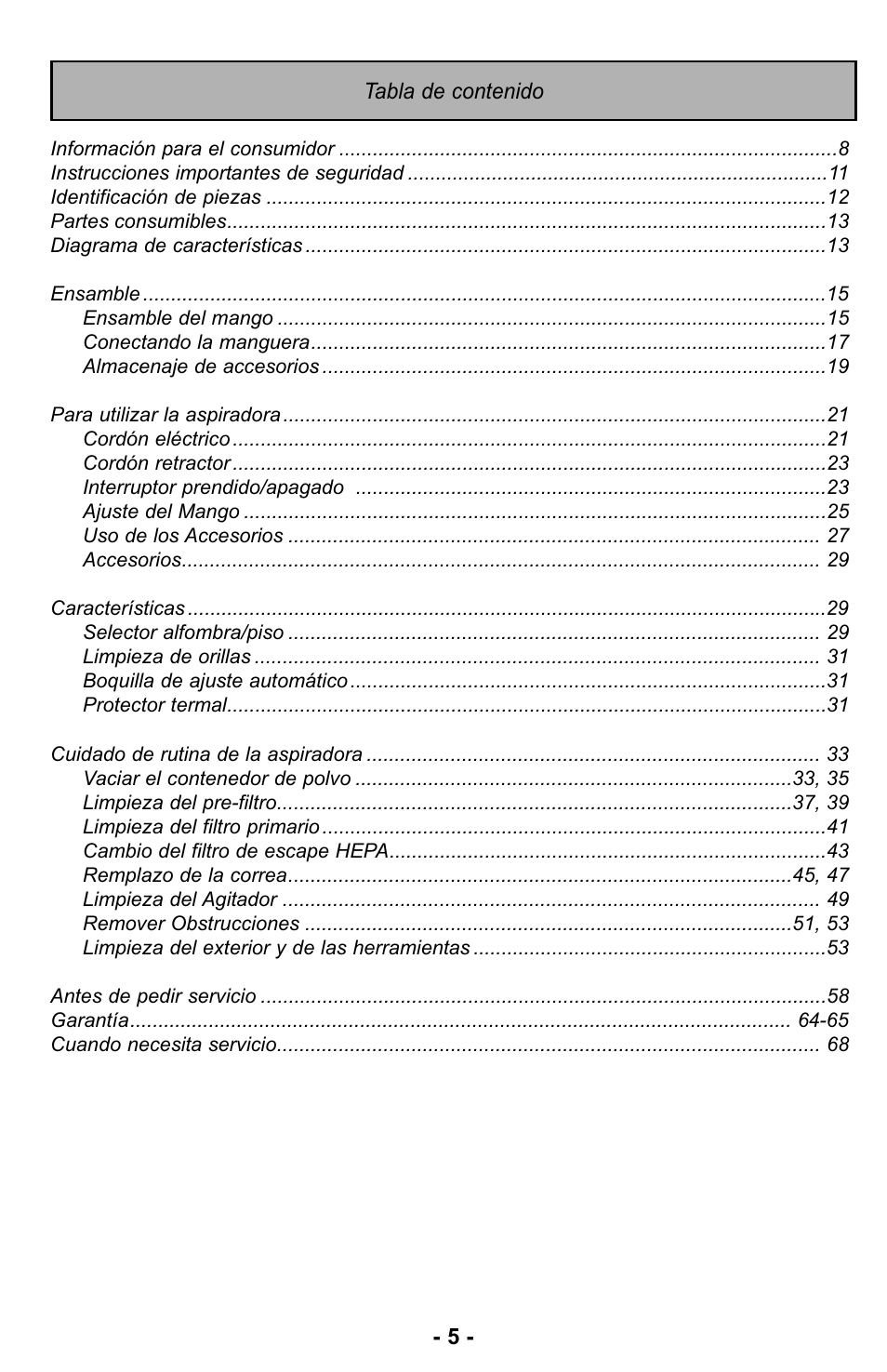 Panasonic MC-UL427 User Manual | Page 5 / 64