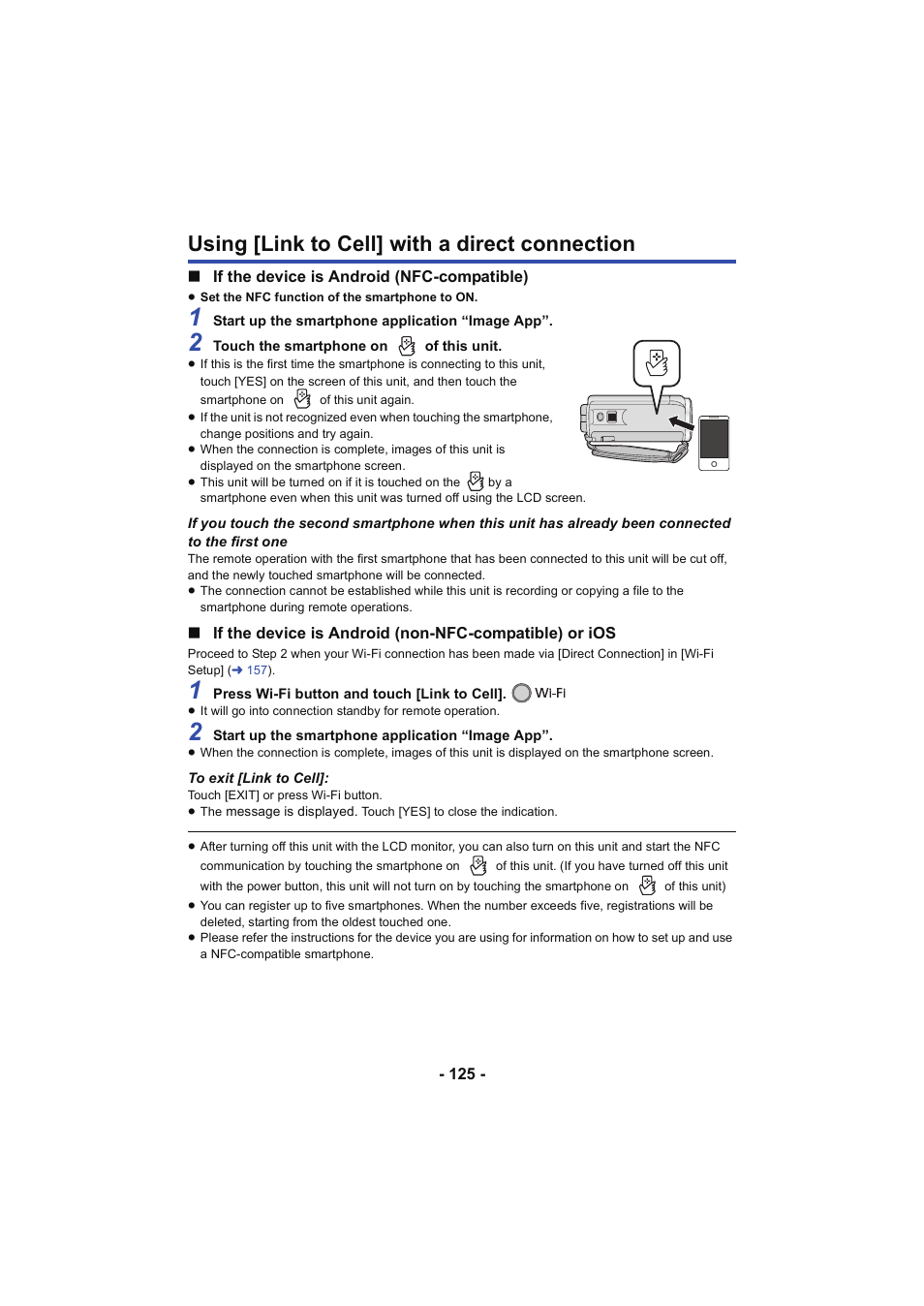 Using [link to cell] with a direct connection, L 125 | Panasonic HC-V250K User Manual | Page 125 / 207