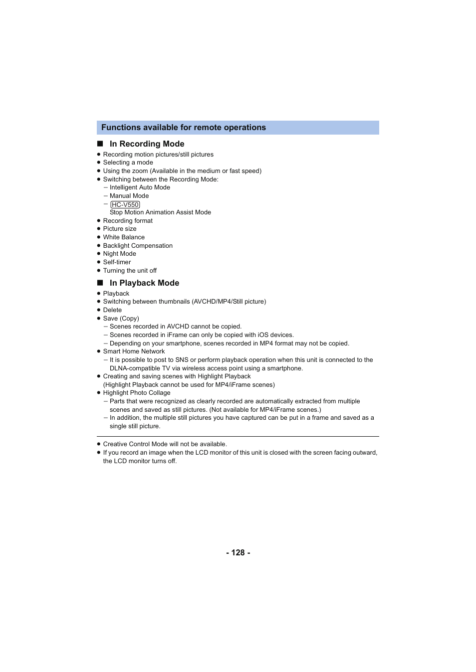 Panasonic HC-V250K User Manual | Page 128 / 207