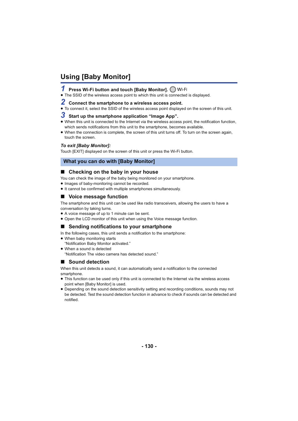 Using [baby monitor, L 130 | Panasonic HC-V250K User Manual | Page 130 / 207