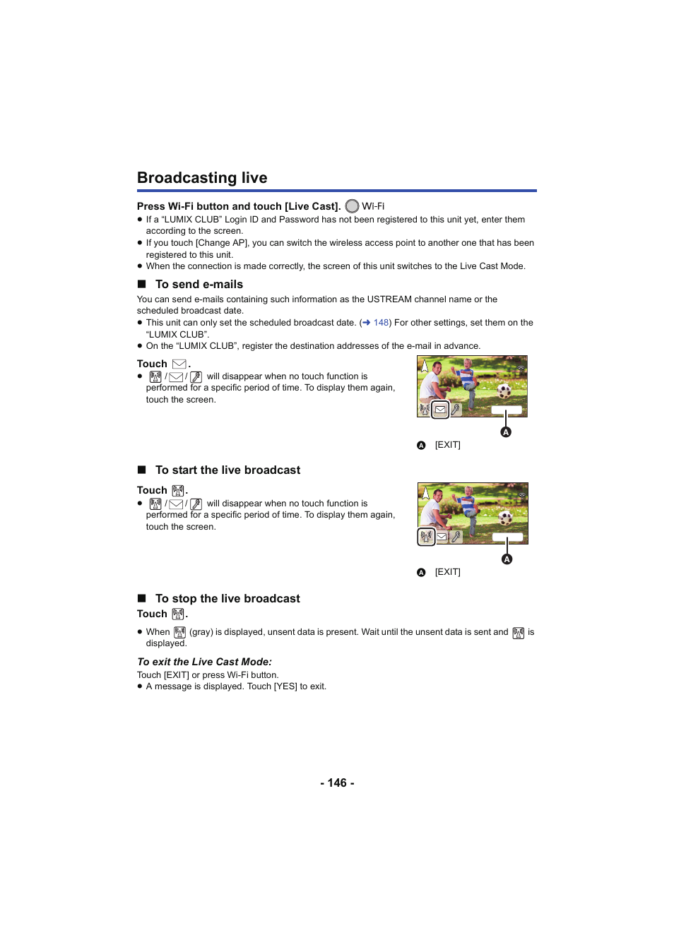 Broadcasting live | Panasonic HC-V250K User Manual | Page 146 / 207