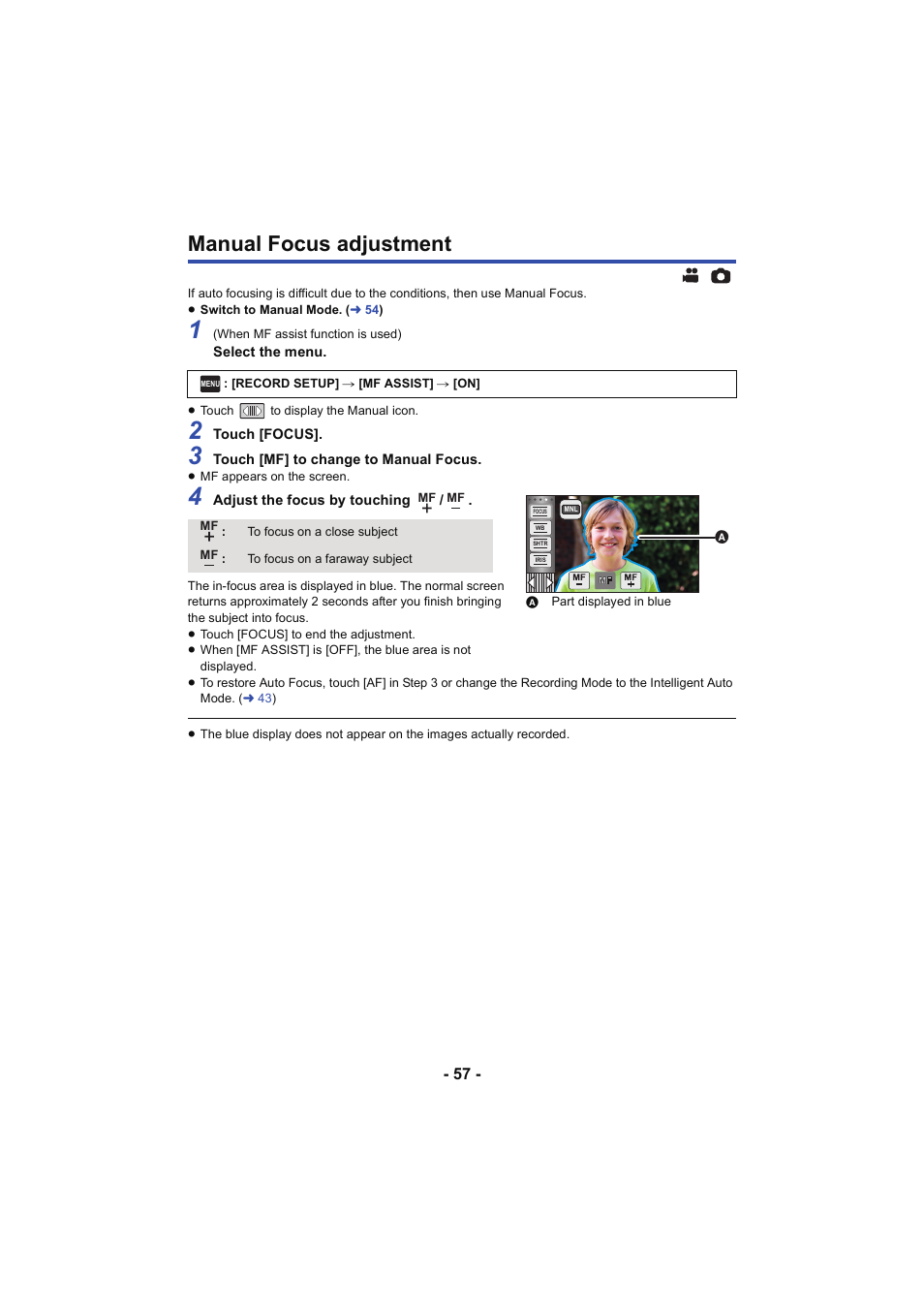 Manual focus adjustment, L 57 | Panasonic HC-V250K User Manual | Page 57 / 207