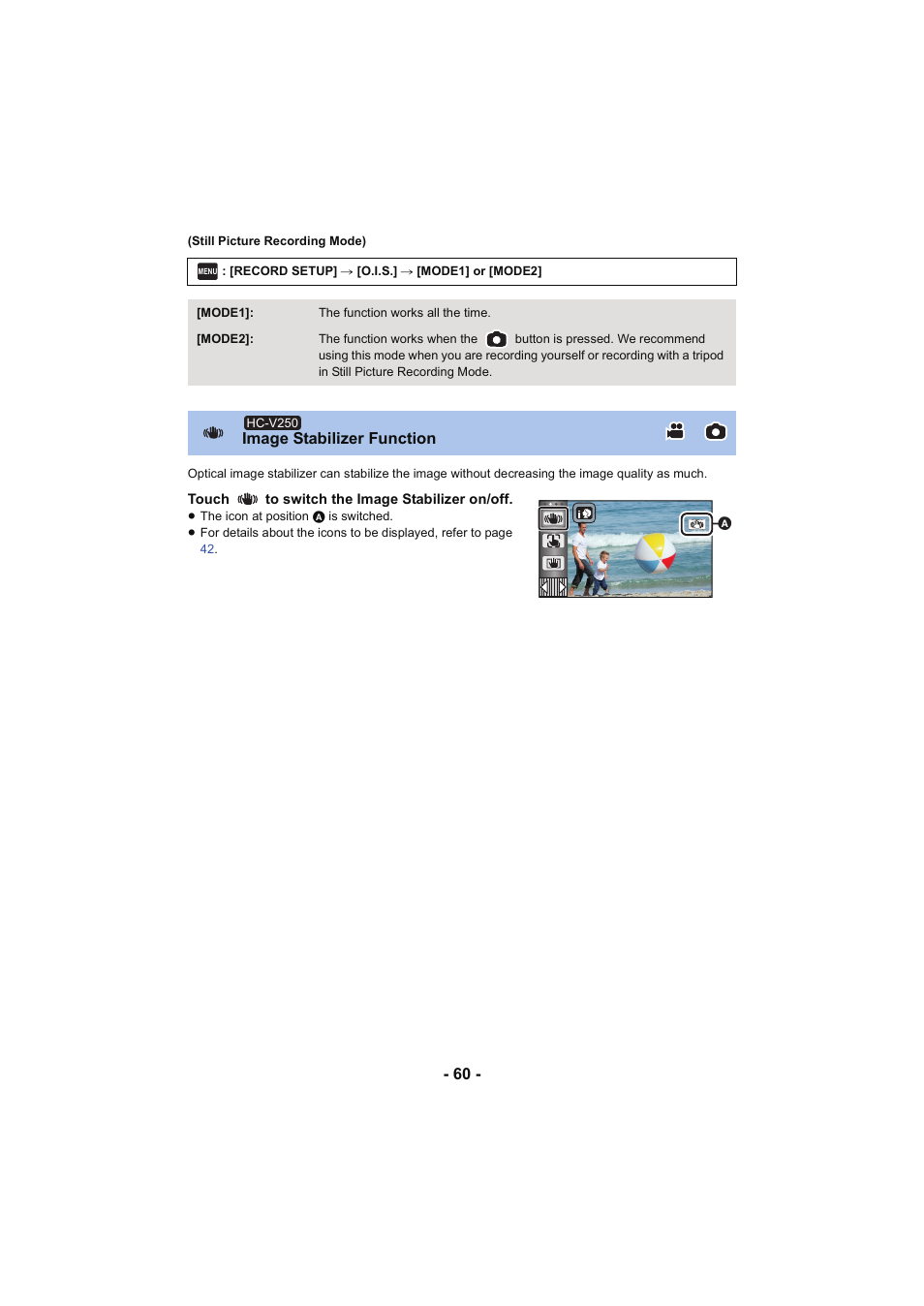 L 60, Image stabilizer function | Panasonic HC-V250K User Manual | Page 60 / 207
