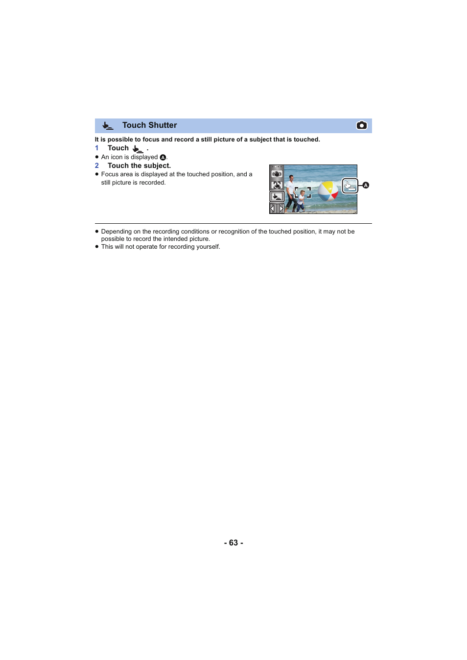 L 63, Touch shutter | Panasonic HC-V250K User Manual | Page 63 / 207