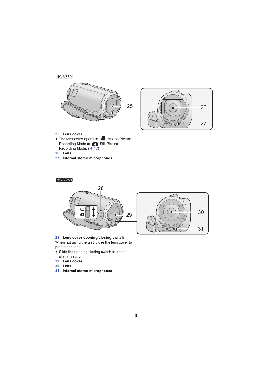Panasonic HC-V250K User Manual | Page 9 / 207