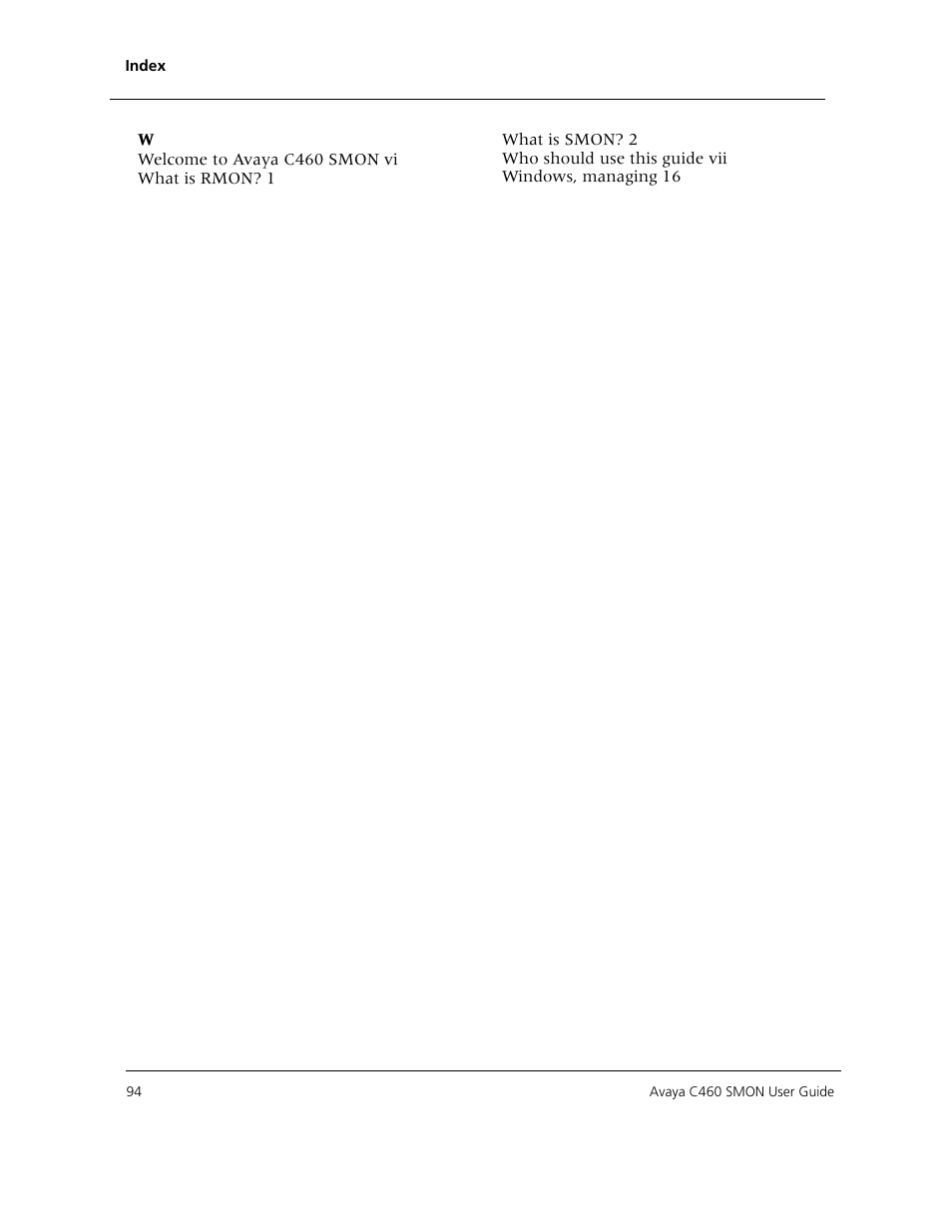Avaya C460 SMON User Manual | Page 102 / 102