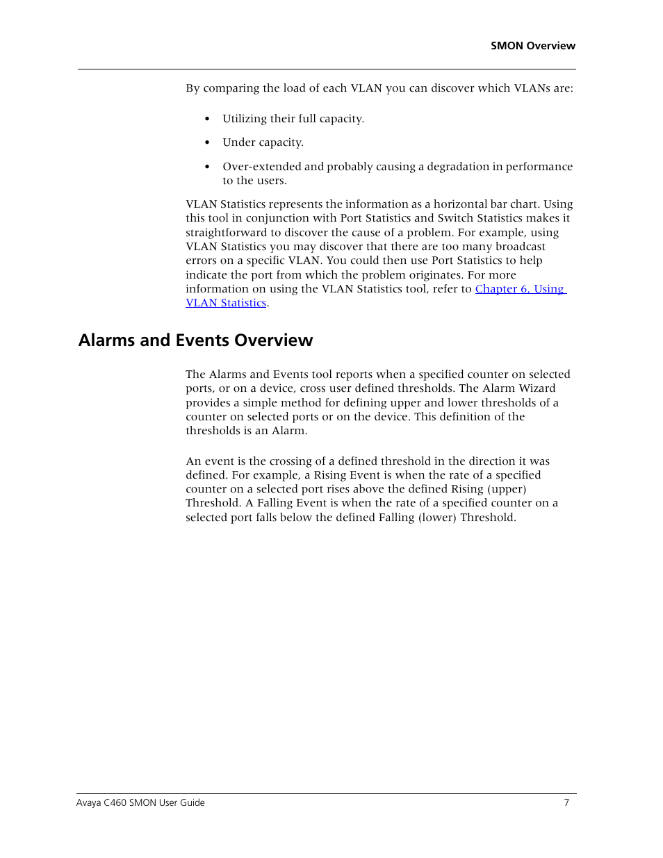 Alarms and events overview | Avaya C460 SMON User Manual | Page 15 / 102