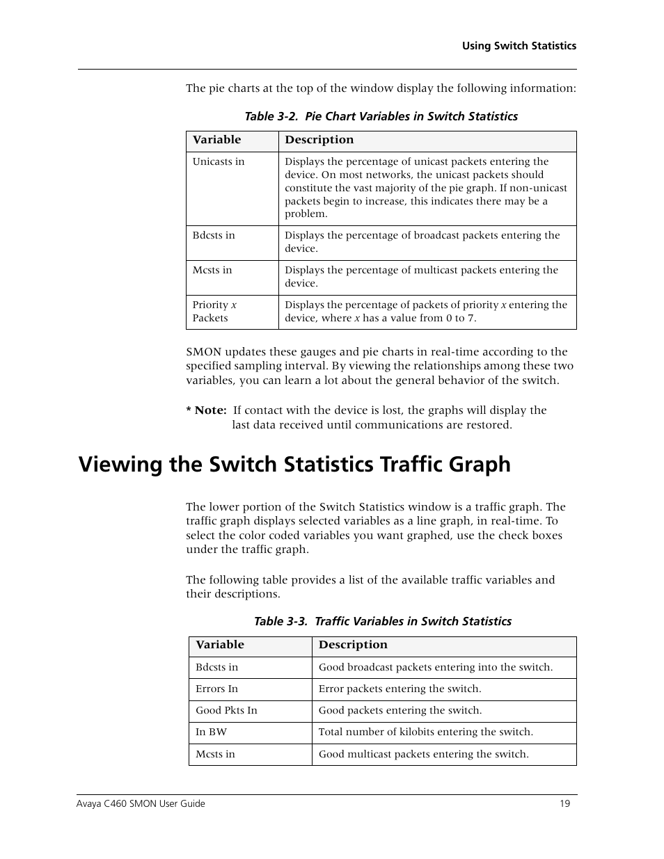 Viewing the switch statistics traffic graph | Avaya C460 SMON User Manual | Page 27 / 102