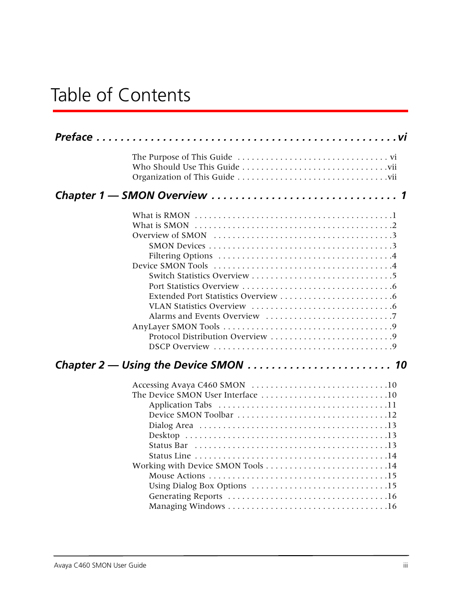 Avaya C460 SMON User Manual | Page 3 / 102