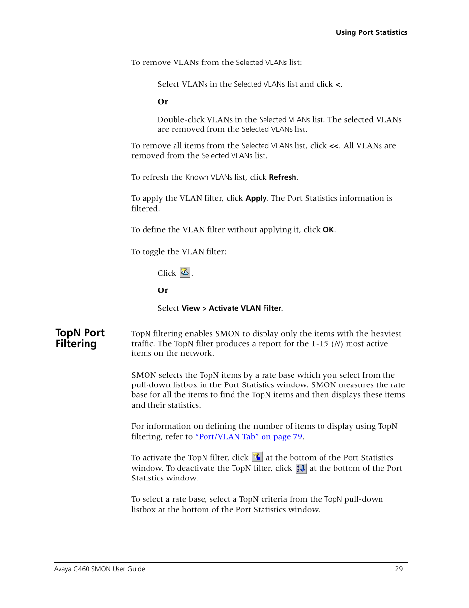 Topn port filtering | Avaya C460 SMON User Manual | Page 37 / 102