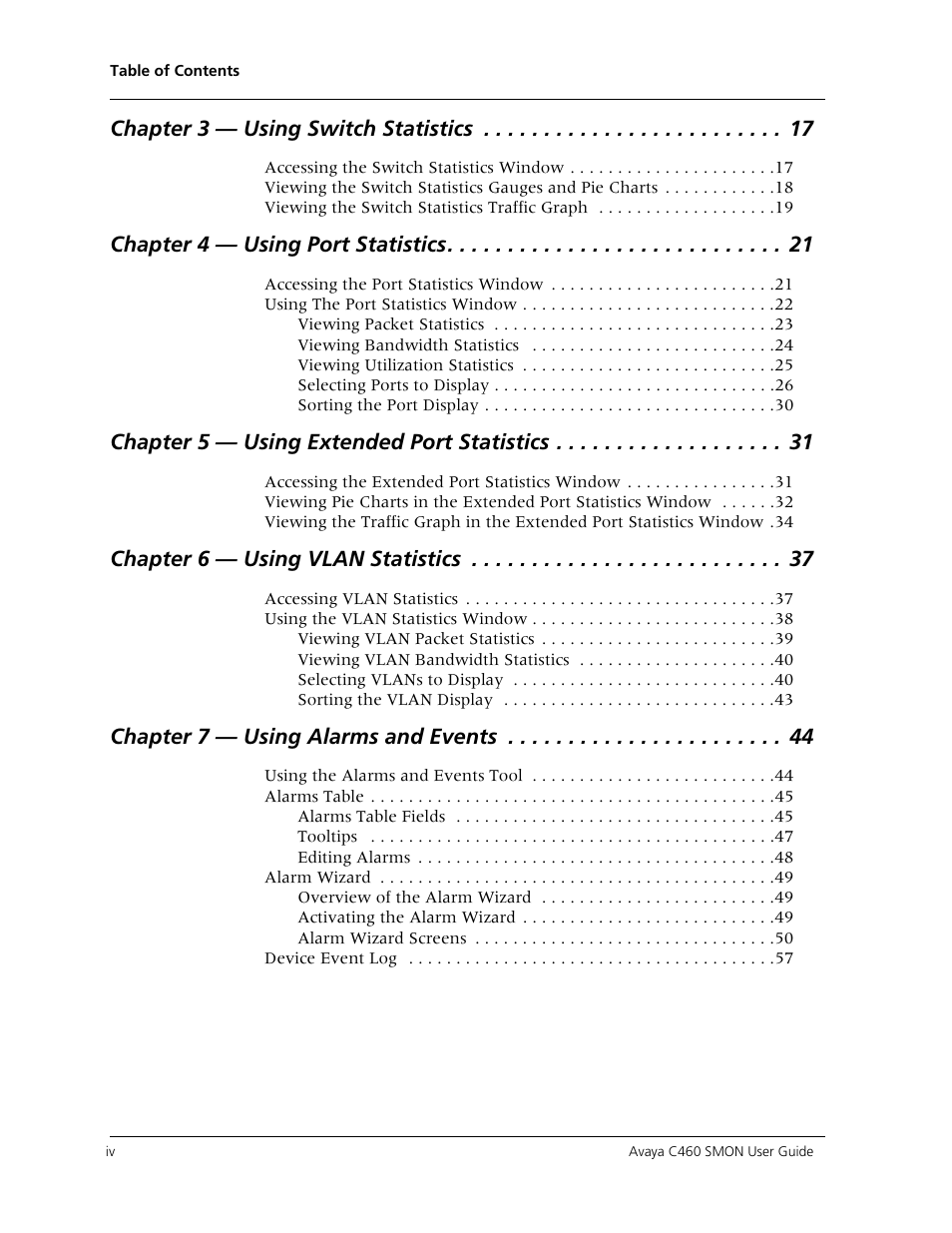 Avaya C460 SMON User Manual | Page 4 / 102