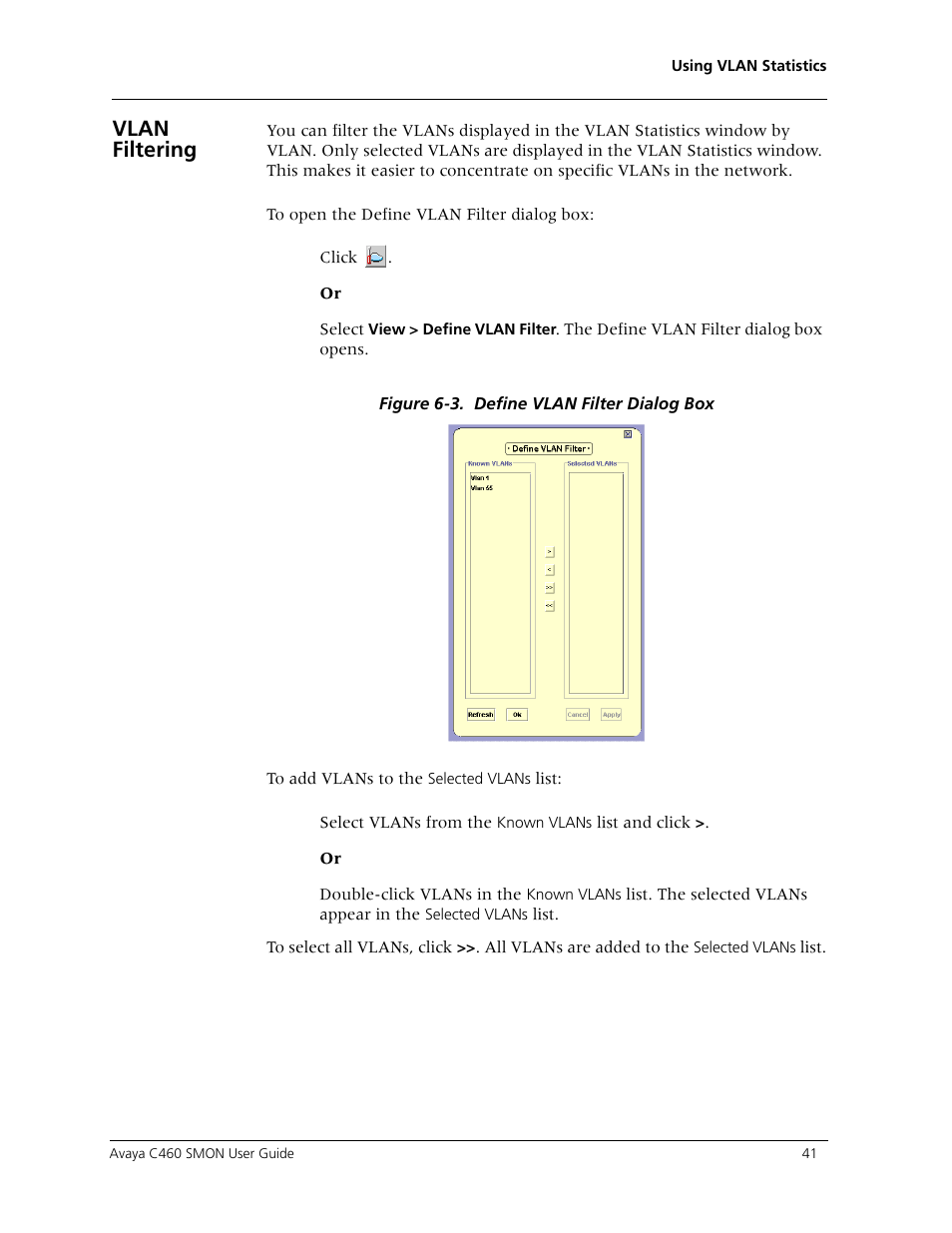 Vlan filtering | Avaya C460 SMON User Manual | Page 49 / 102