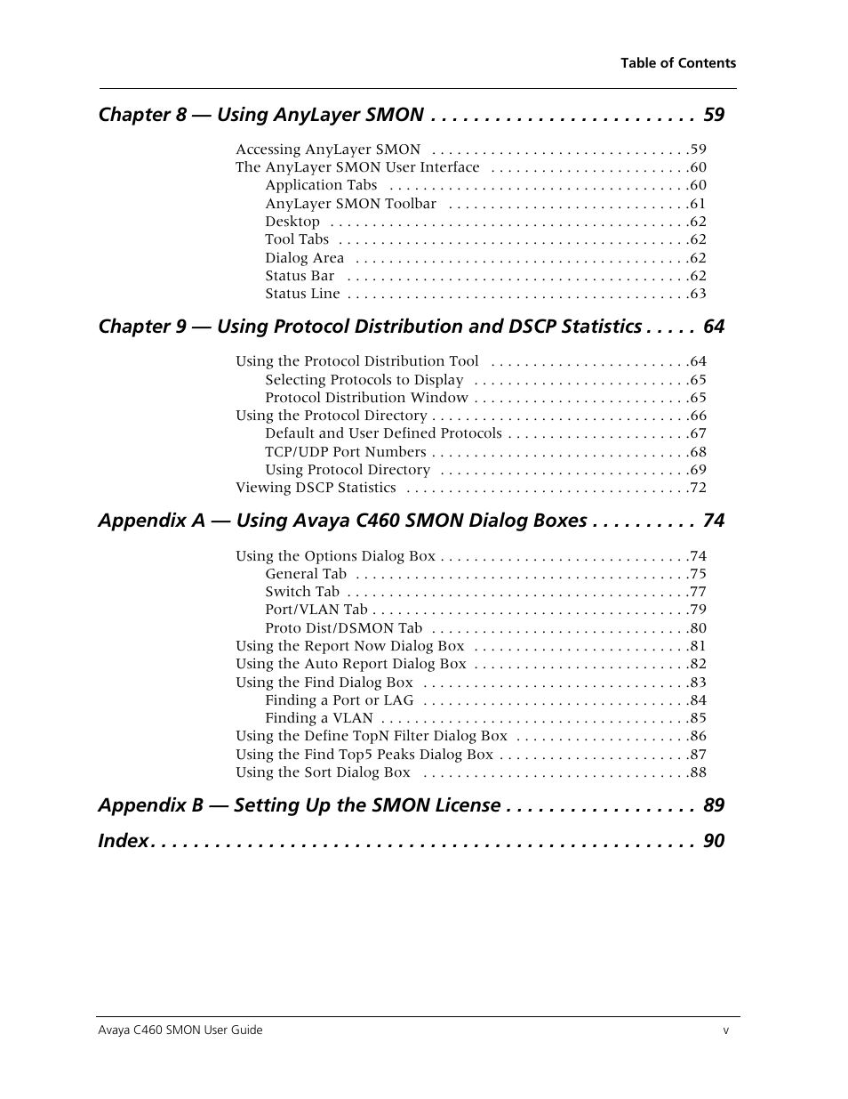 Avaya C460 SMON User Manual | Page 5 / 102