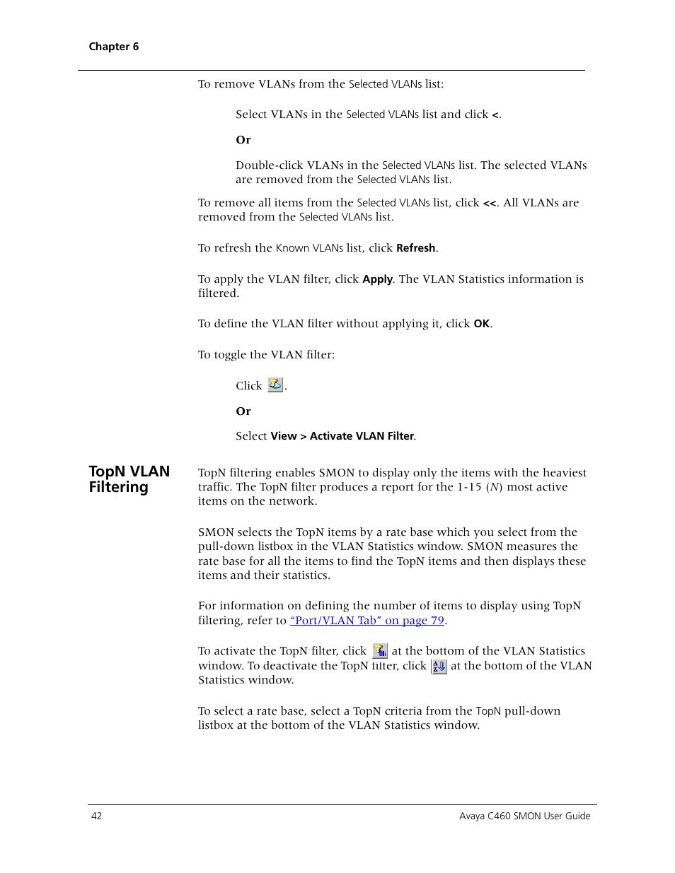 Topn vlan filtering | Avaya C460 SMON User Manual | Page 50 / 102