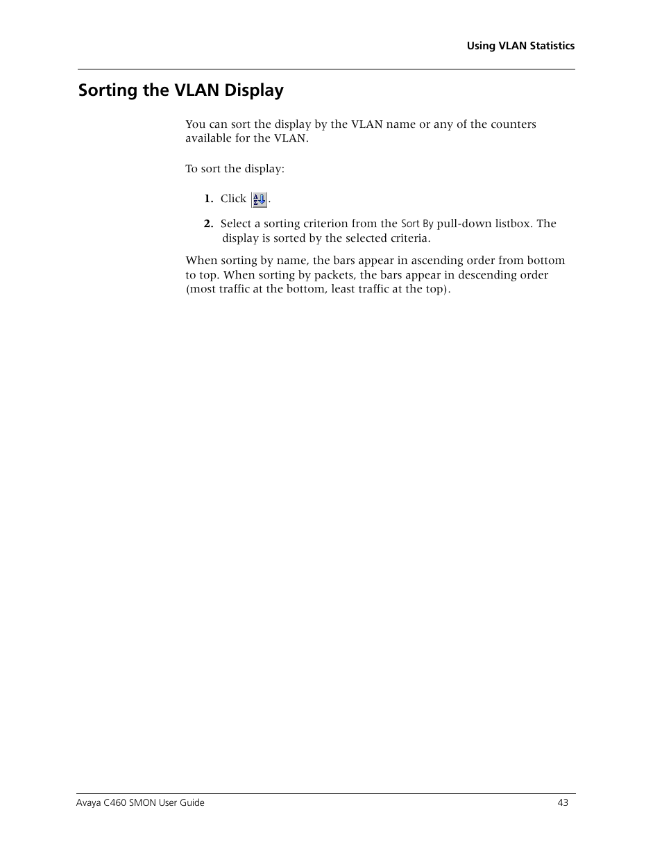 Sorting the vlan display | Avaya C460 SMON User Manual | Page 51 / 102