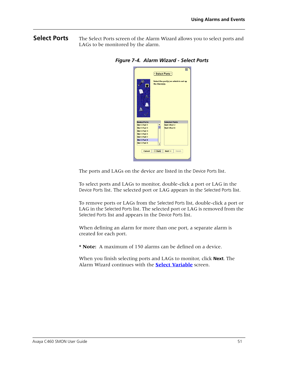 Select ports | Avaya C460 SMON User Manual | Page 59 / 102