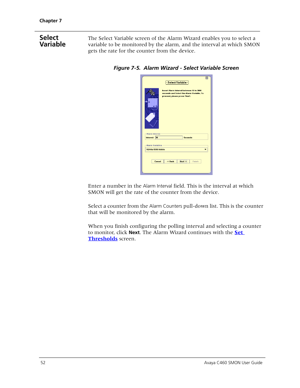 Select variable | Avaya C460 SMON User Manual | Page 60 / 102