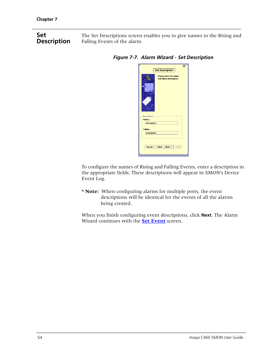 S with the, Set description | Avaya C460 SMON User Manual | Page 62 / 102