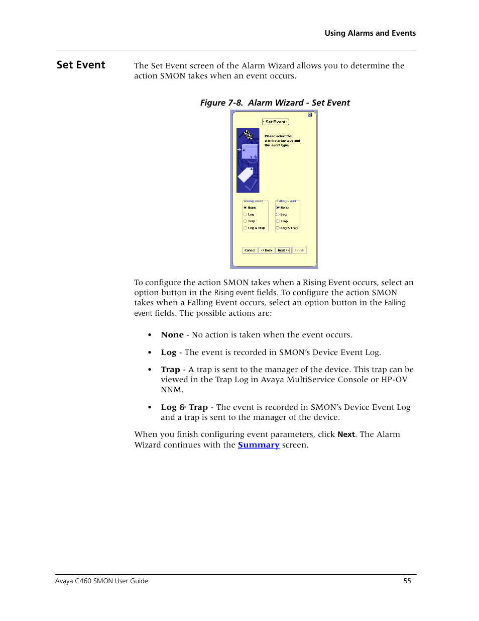 Set event | Avaya C460 SMON User Manual | Page 63 / 102