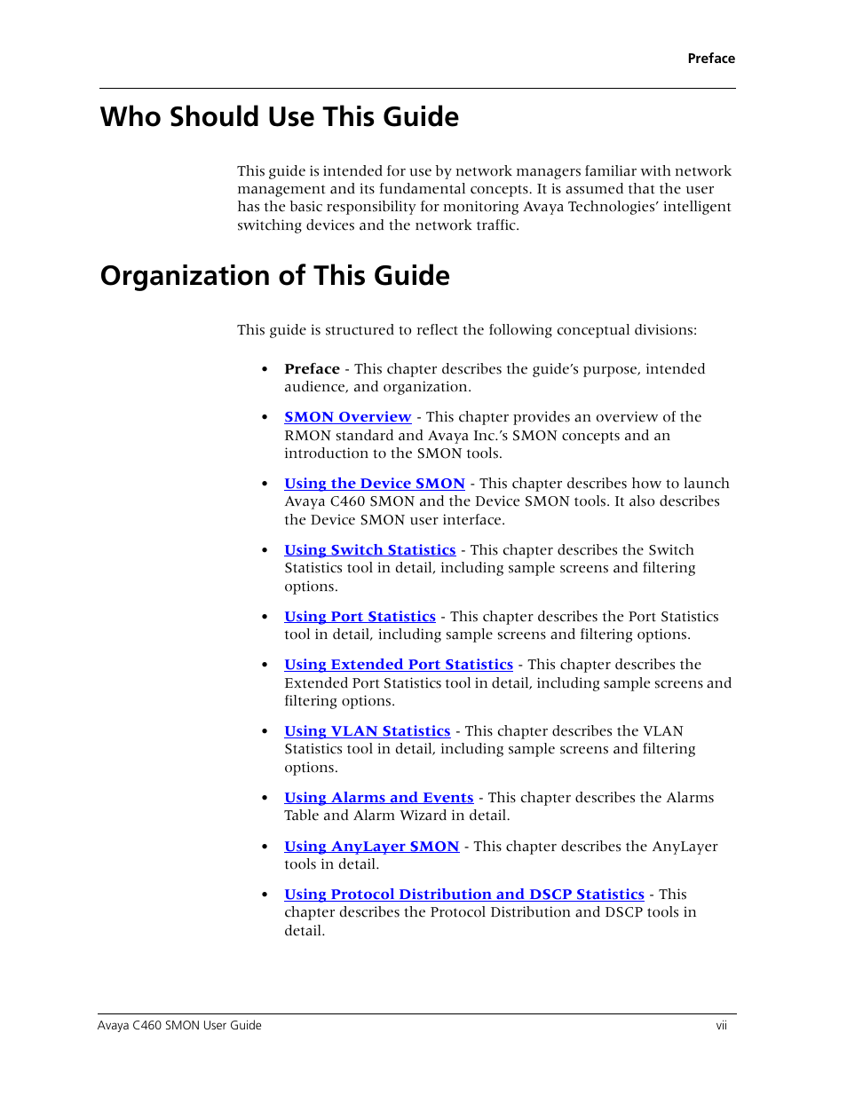 Who should use this guide, Organization of this guide | Avaya C460 SMON User Manual | Page 7 / 102