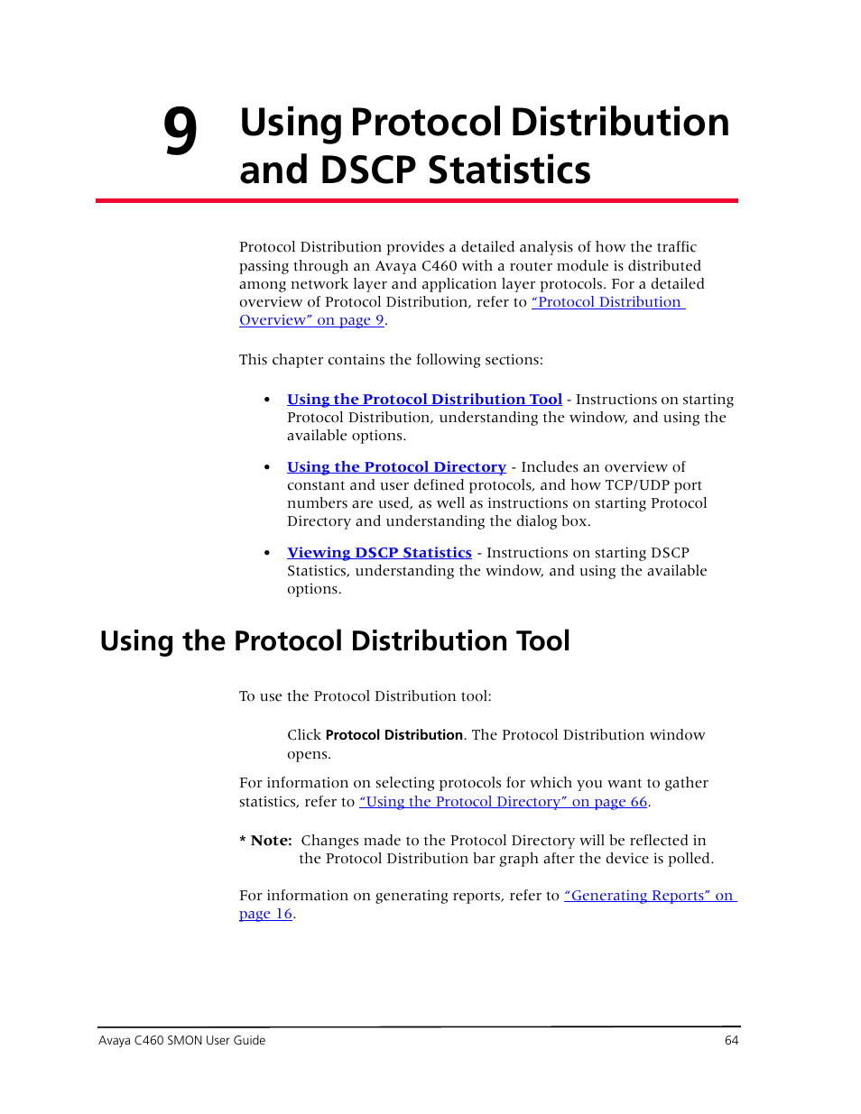 Using protocol distribution and dscp statistics, Using the protocol distribution tool | Avaya C460 SMON User Manual | Page 72 / 102