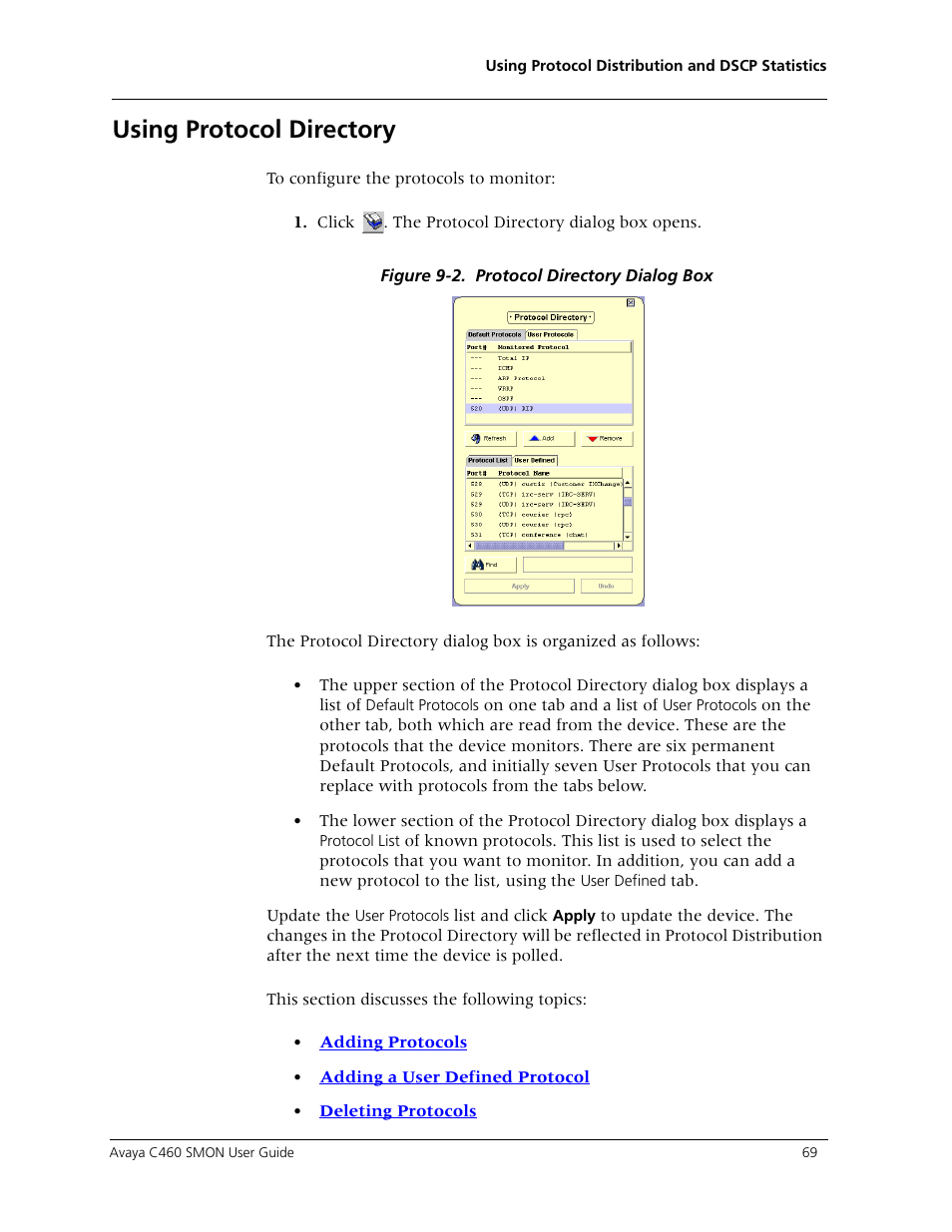 Using protocol directory | Avaya C460 SMON User Manual | Page 77 / 102