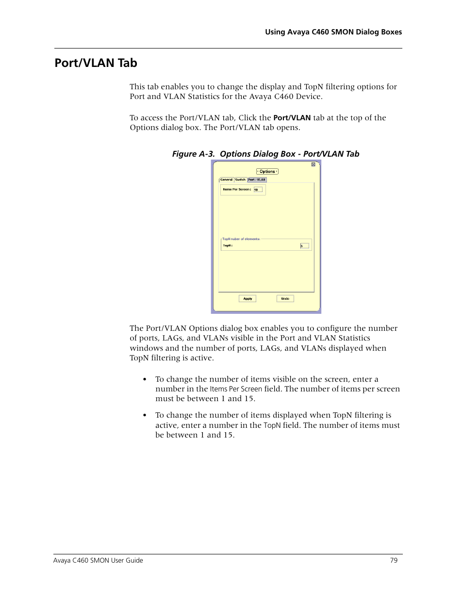 Port/vlan tab | Avaya C460 SMON User Manual | Page 87 / 102