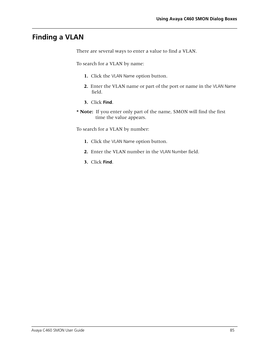 Finding a vlan | Avaya C460 SMON User Manual | Page 93 / 102