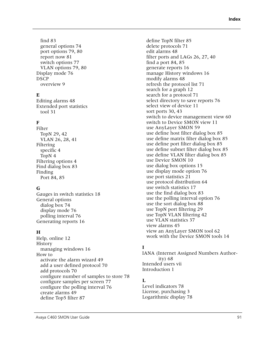 Avaya C460 SMON User Manual | Page 99 / 102