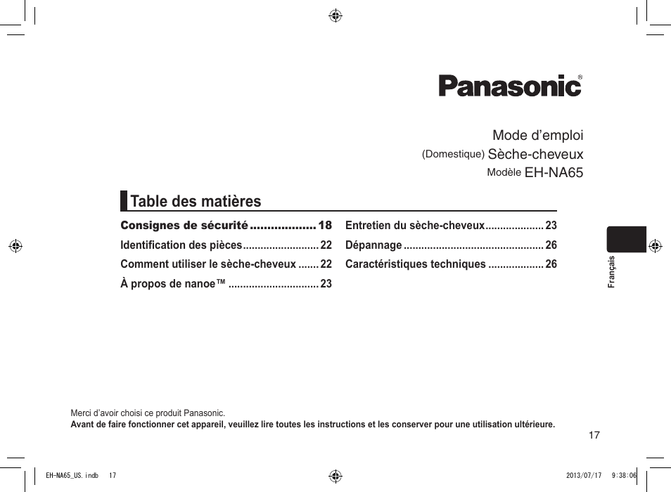 Panasonic EH-NA65-K User Manual | Page 17 / 40