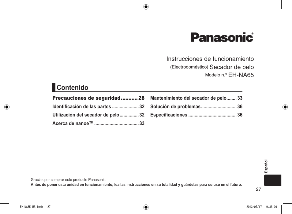 Panasonic EH-NA65-K User Manual | Page 27 / 40