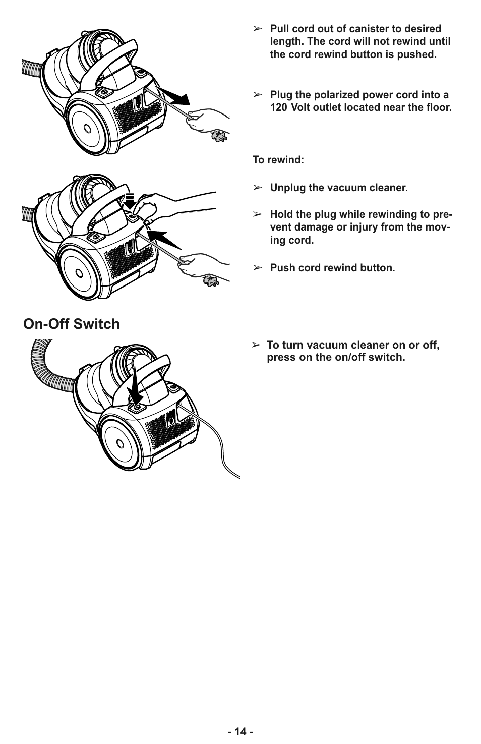 On-off switch | Panasonic MC-CL933 User Manual | Page 14 / 44