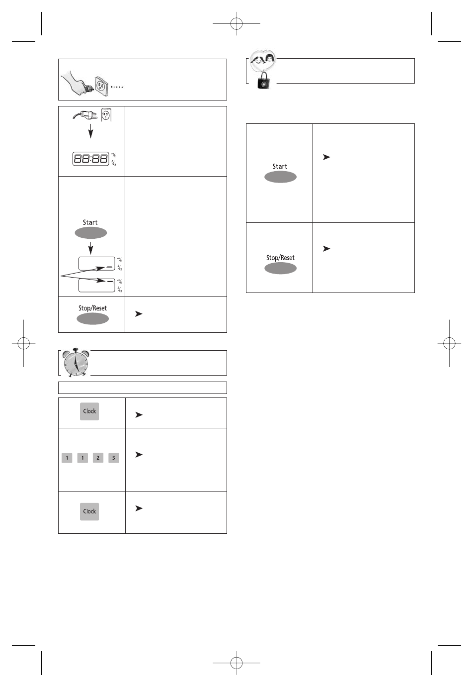Starting to use your oven, Setting the clock, Child safety lock | Panasonic NN-SN968B User Manual | Page 13 / 60