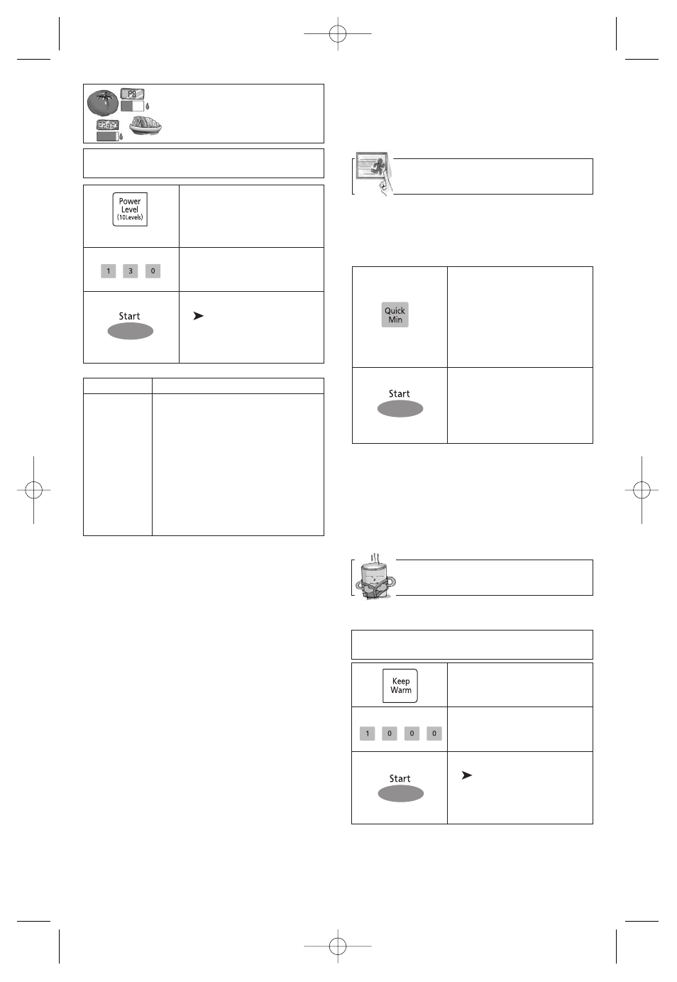 Selecting power & cook time, Quick min feature, Keep warm feature | Panasonic NN-SN968B User Manual | Page 14 / 60