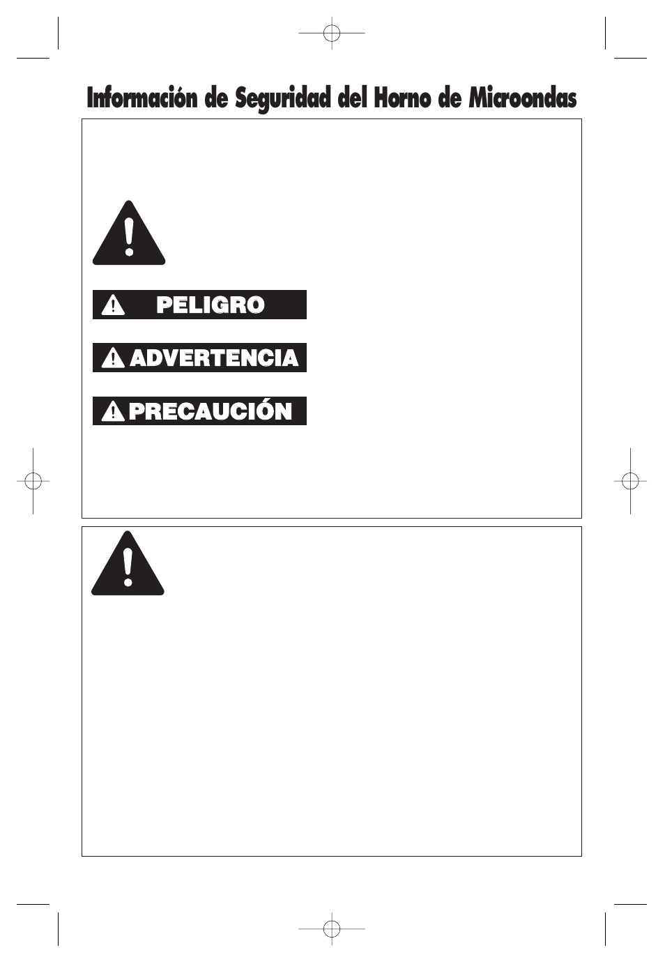 Información de seguridad del horno de microondas, Ppr re ec ca au uc ciió ón n | Panasonic NN-SN968B User Manual | Page 32 / 60