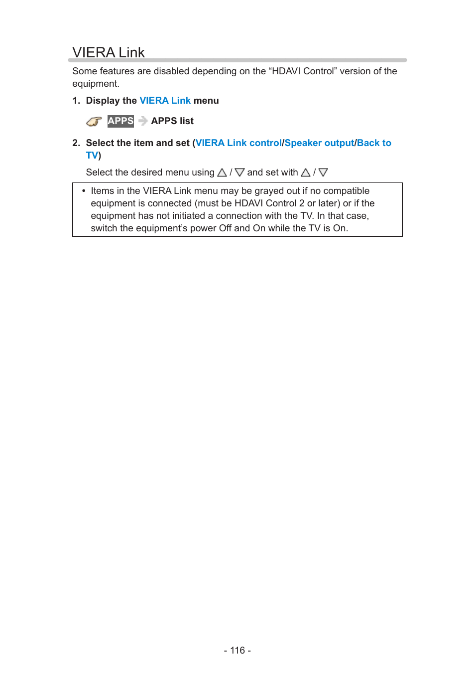 Viera link, Viera link 116 | Panasonic TC-58AX800U User Manual | Page 116 / 209