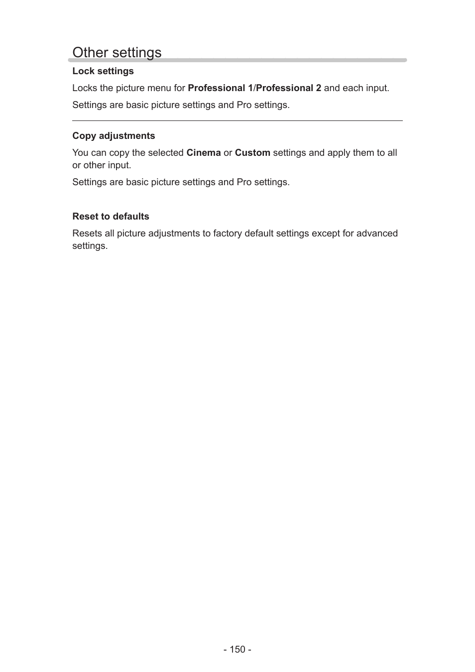 Other settings | Panasonic TC-58AX800U User Manual | Page 150 / 209