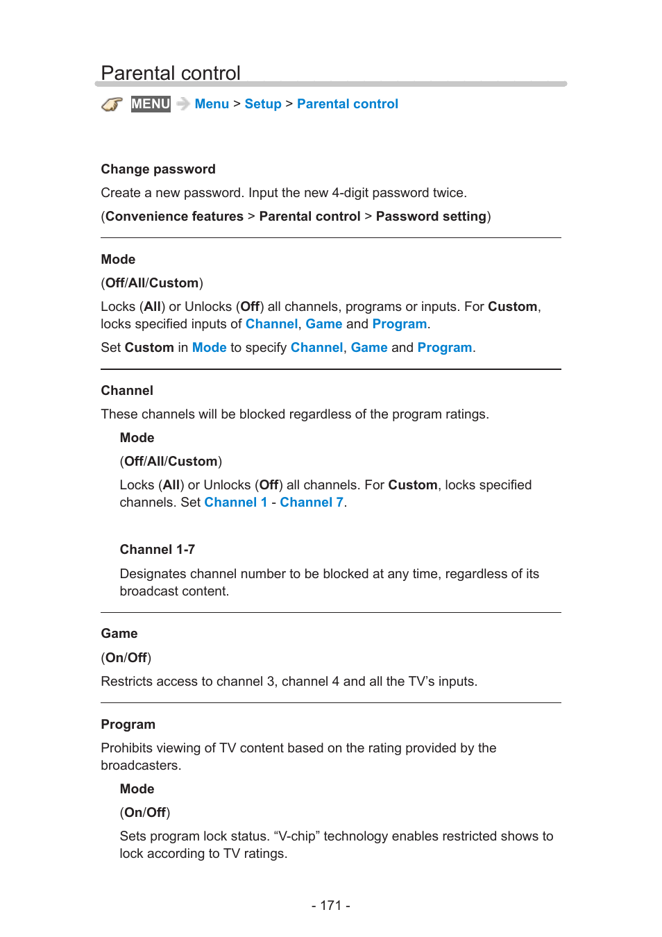 Parental control | Panasonic TC-58AX800U User Manual | Page 171 / 209