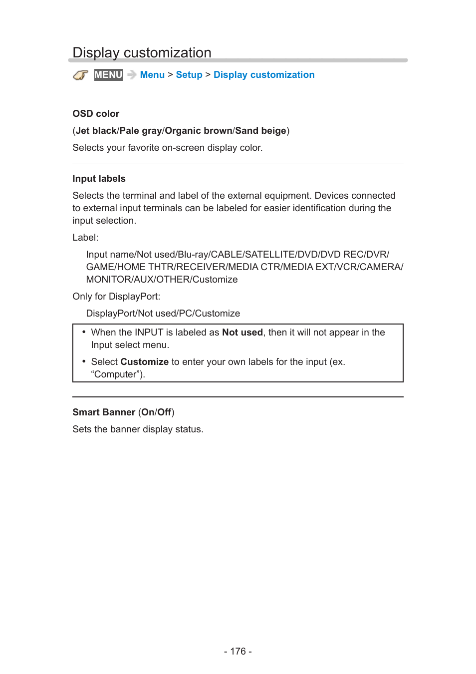 Display customization | Panasonic TC-58AX800U User Manual | Page 176 / 209