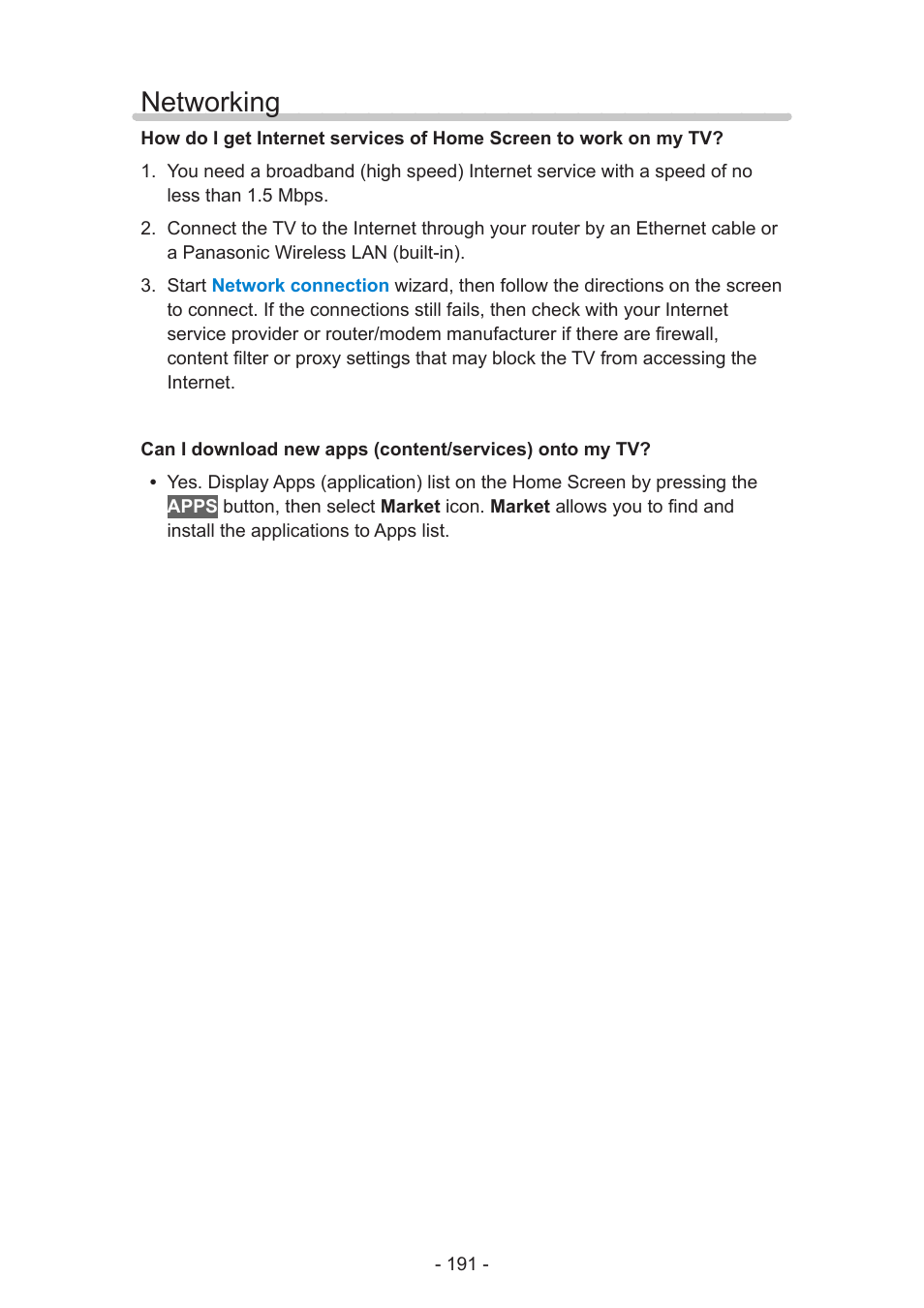 Networking, Networking 191 | Panasonic TC-58AX800U User Manual | Page 191 / 209
