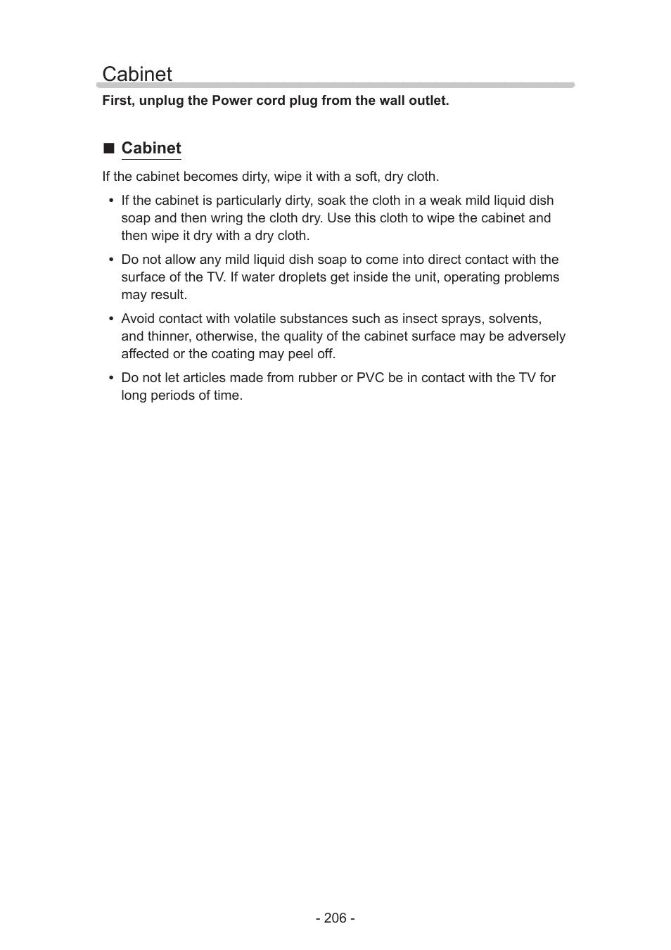 Cabinet, Cabinet 206 | Panasonic TC-58AX800U User Manual | Page 206 / 209