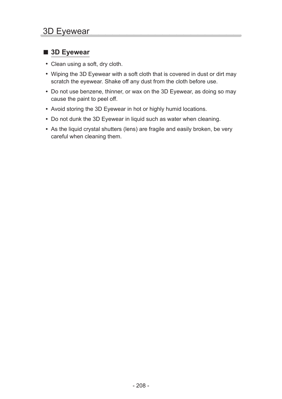 3d eyewear | Panasonic TC-58AX800U User Manual | Page 208 / 209