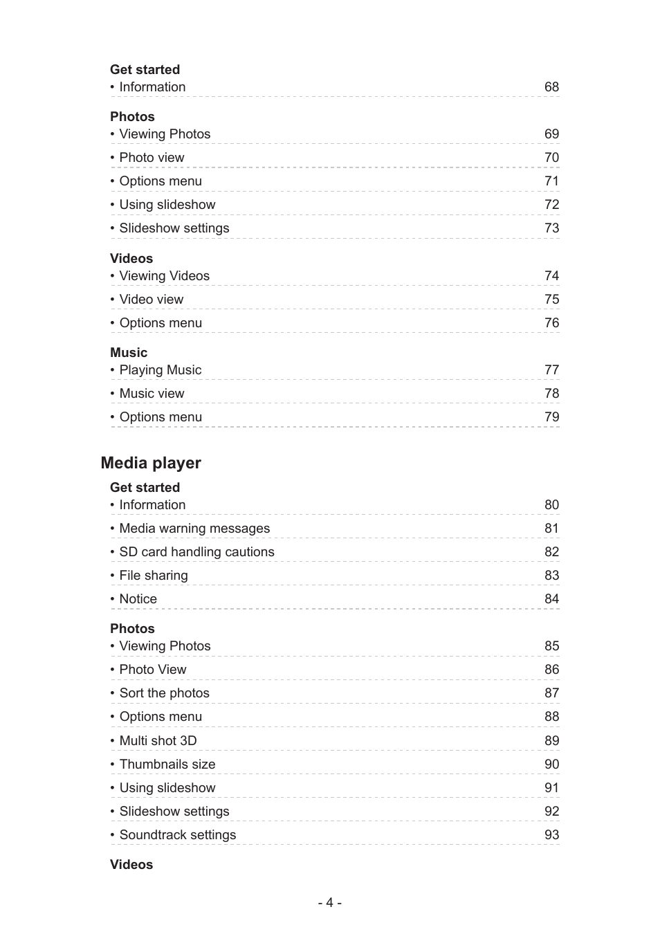 Media player | Panasonic TC-58AX800U User Manual | Page 4 / 209